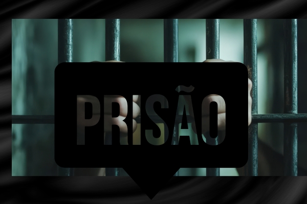 Imagem genérica com grades simulando uma cela e a palavra prisão